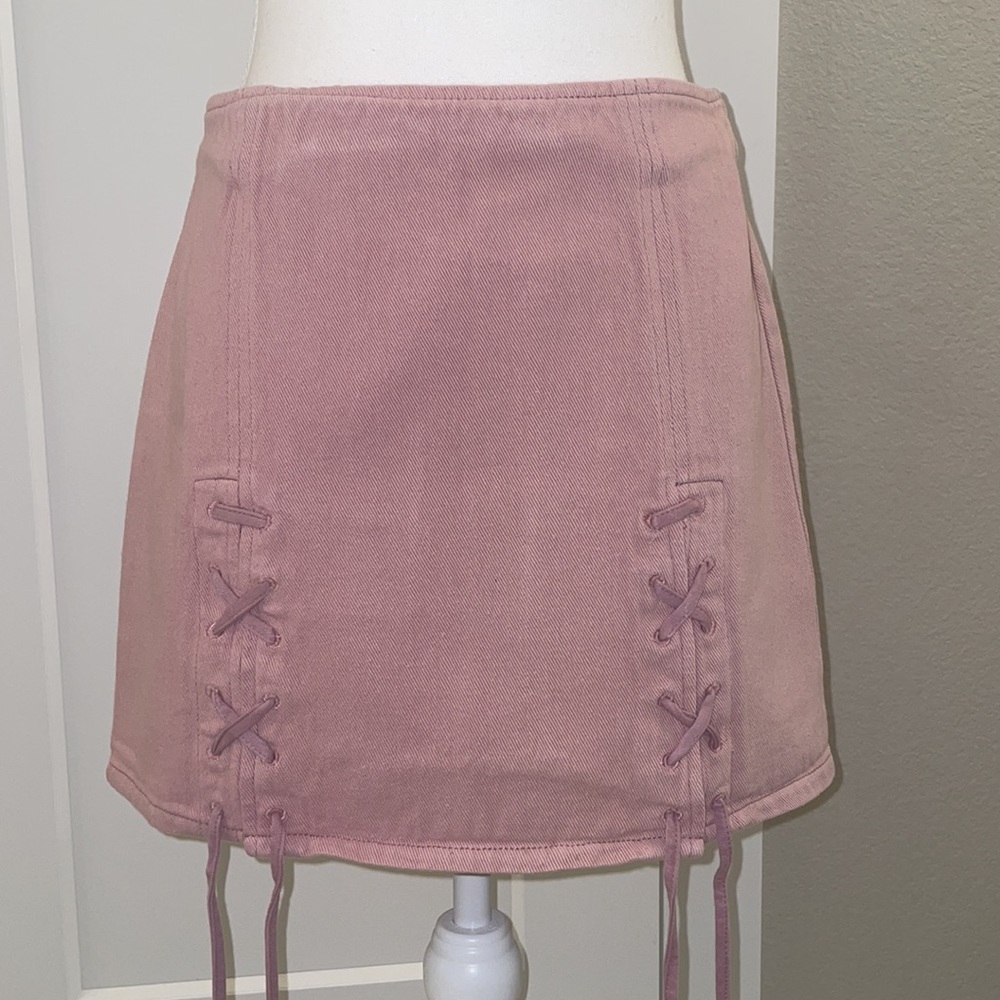 Ash Pink Denim Skirt Size M 100% Cotton